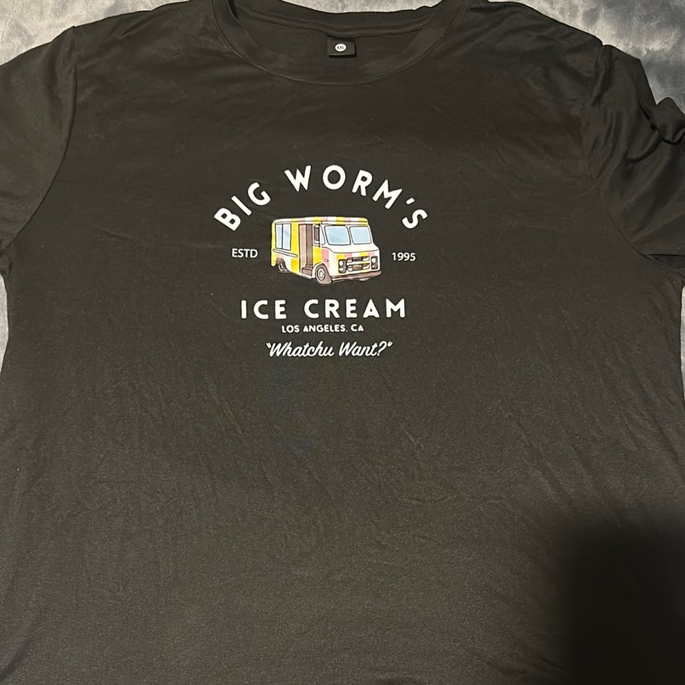 Black Graphic T-Shirt with Ice Cream Truck Design